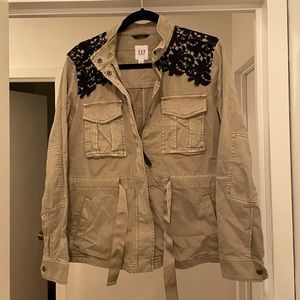 Gap Khaki Jacket With Lace Shoulders